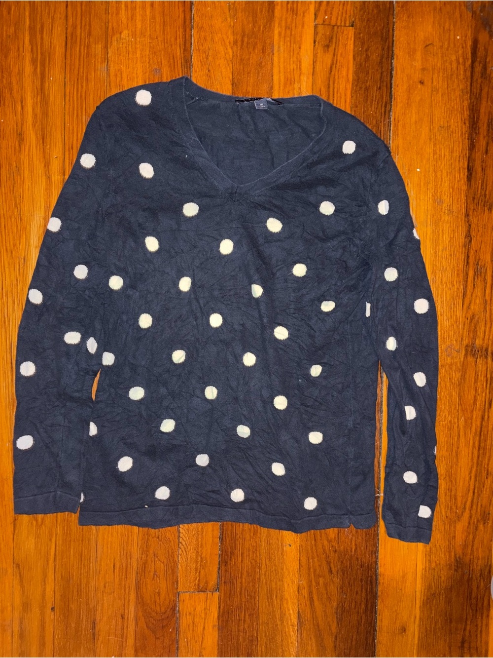 Tommy Hilfiger Navy V-Neck Polka Dot Knit Sweater